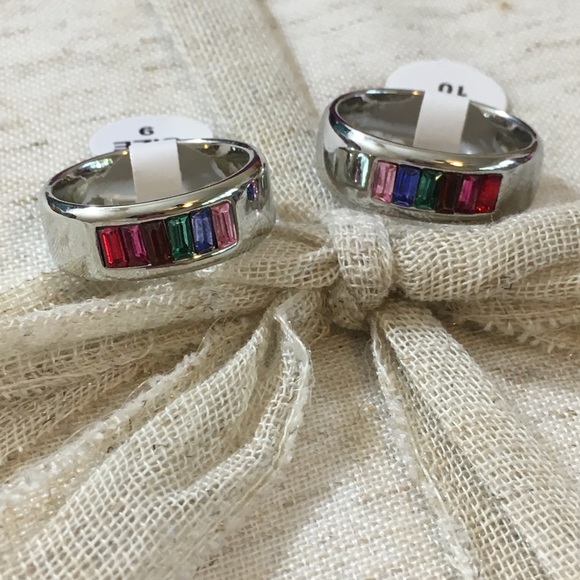 Fashion Rainbow Wedding or Pride Ring - Picture 2 of 5
